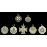 Regimental Prize Medals (7), King's Own Scottish Borderers (7), all silver, some enamelling,...