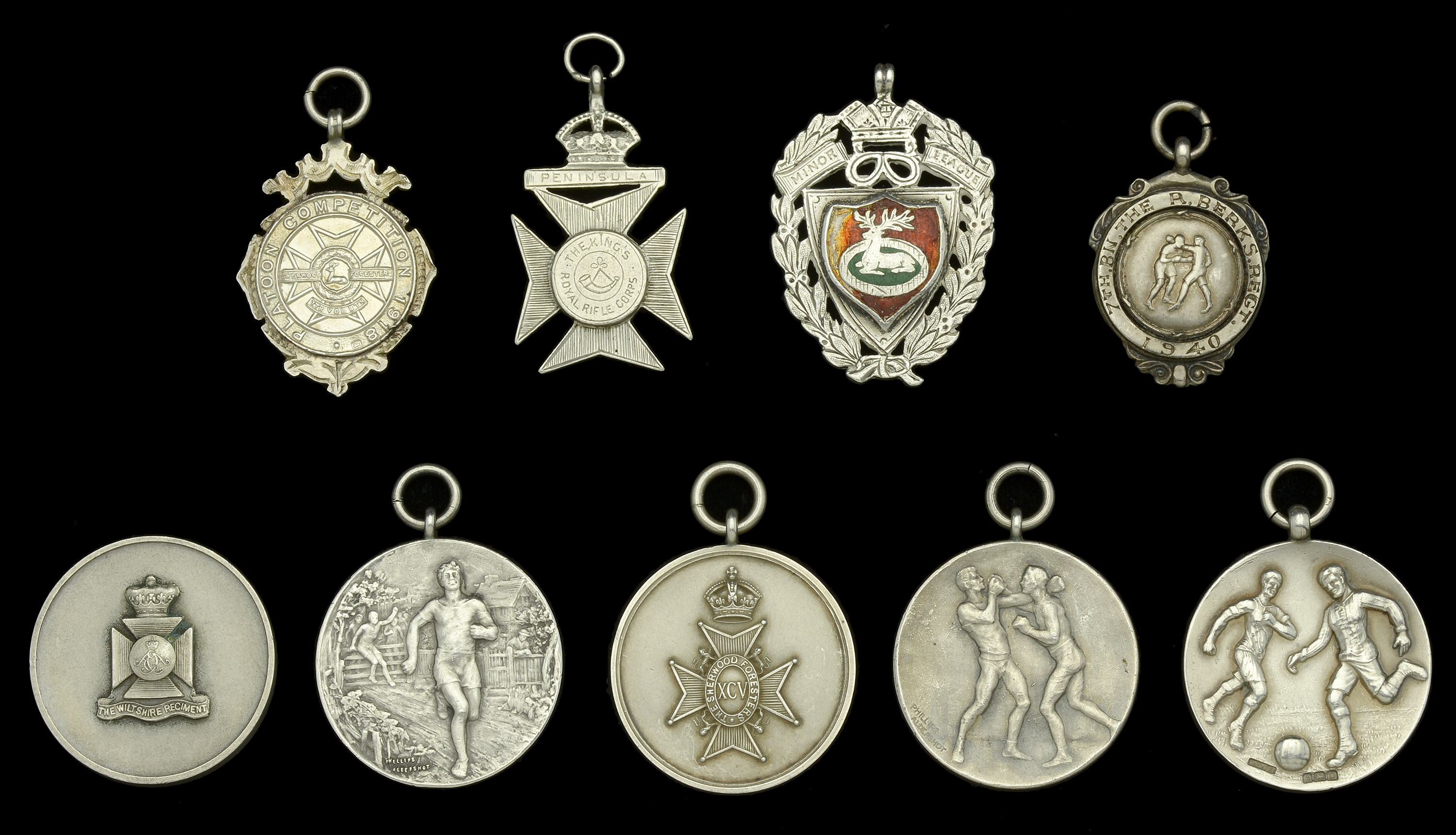 Regimental Prize Medals (7), Royal Berkshire Regiment; Wiltshire Regiment; Northamptonshire...