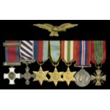 The mounted group of seven miniature dress medals attributed to Flight Lieutenant R. W. Powe...