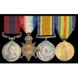 A Great War D.C.M. group of four awarded to Lieutenant D. Shimmin, Royal Field Artillery, la...