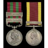 Pair: Gunner J. McGowan, Royal Field Artillery India General Service 1895-1902, 2 clasps,...