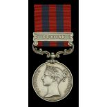 India General Service 1854-95, 1 clasp, Bhootan (715 Gunr. J Bickerstaff 22nd Bde. R.A.) sma...