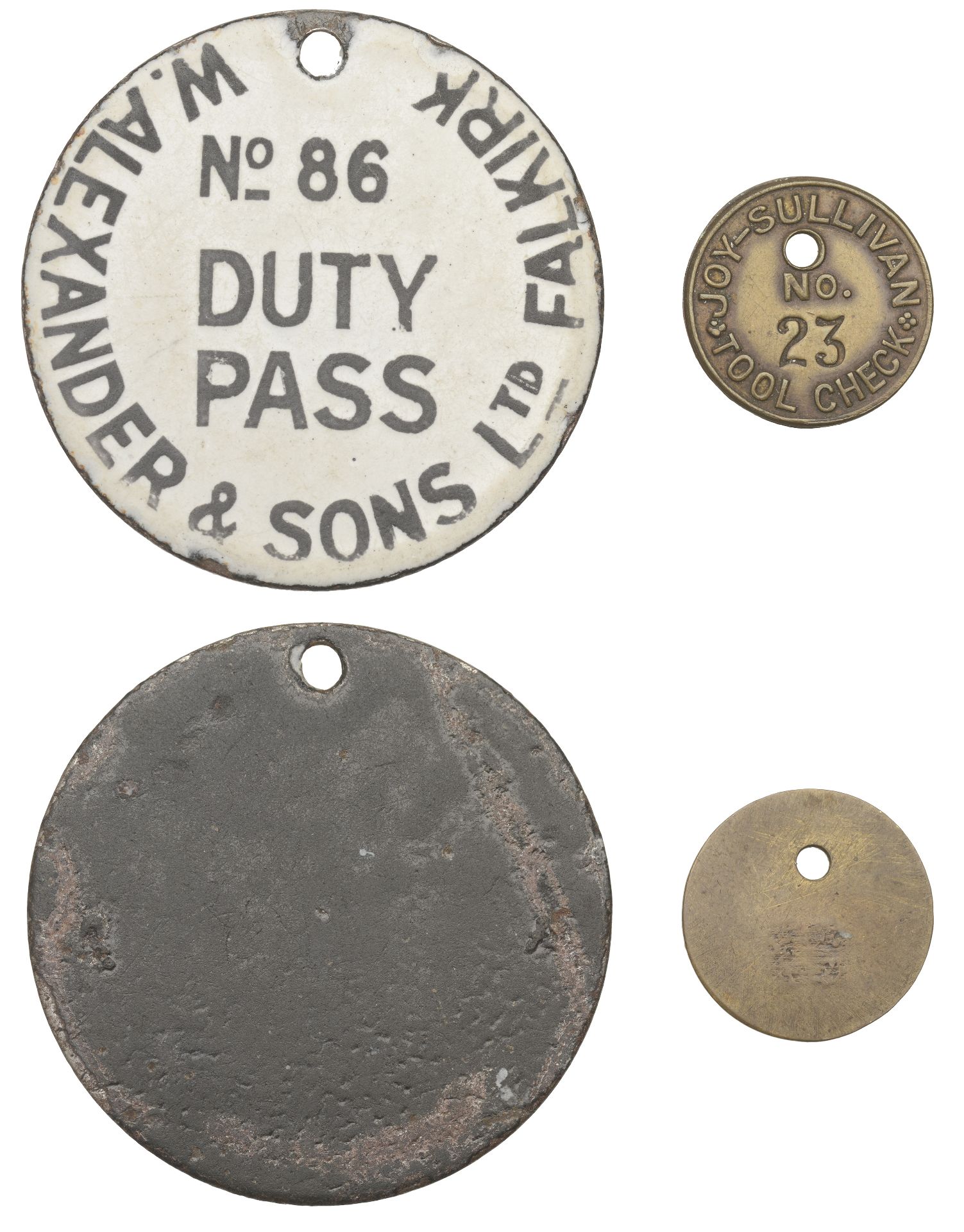 Miscellaneous Tokens and Checks, RENFREWSHIRE, Greenock, Joy-Sullivan, Tool Check, uniface b...