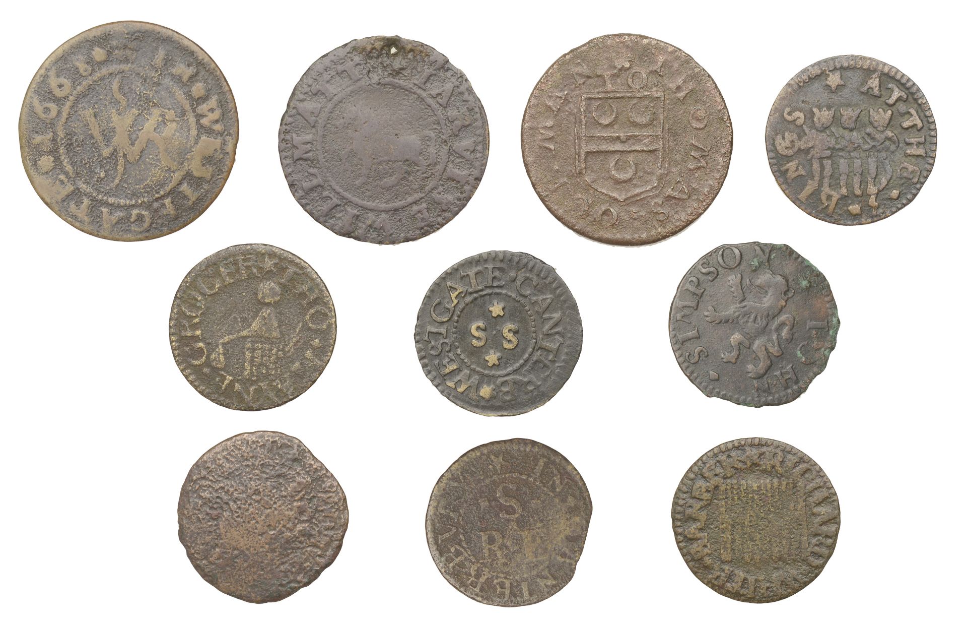 KENT, Canterbury, Tho. Mayne, Farthing, 1654, 1.13g/6h (N 2415 rev., different obv.; BW. 68)...