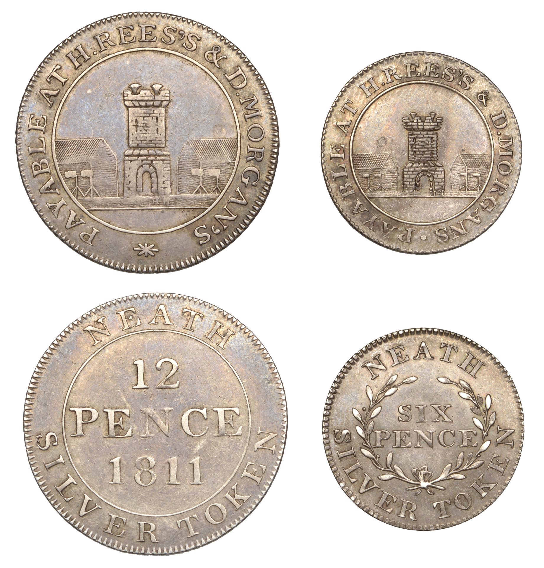 19th Century Tokens, GLAMORGANSHIRE, Neath, Hopkin Rees and David Morgan, Shilling, 3.80g/12...