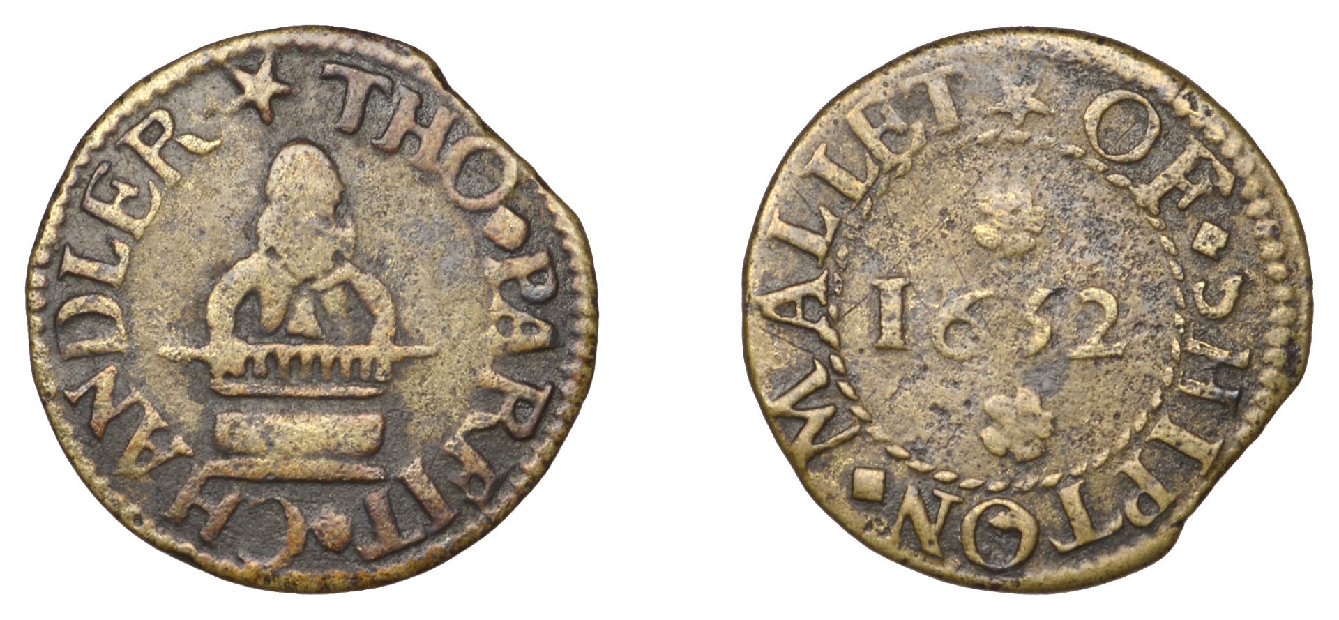 17th Century Tokens, SOMERSET, Shepton Mallet, Tho. Parfit, Farthing, 1652, 0.94g/6h (DY 50:...