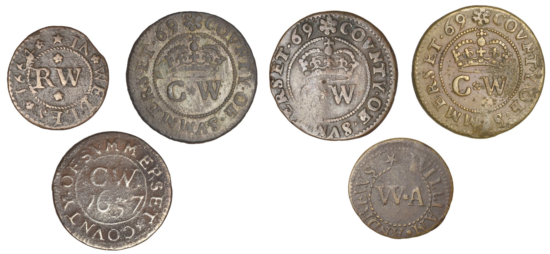 17th Century Tokens, SOMERSET, Wells, City Farthings (4), 1657, 2.61g/6h (DY 65:2; N 4158; B... - Bild 2 aus 2