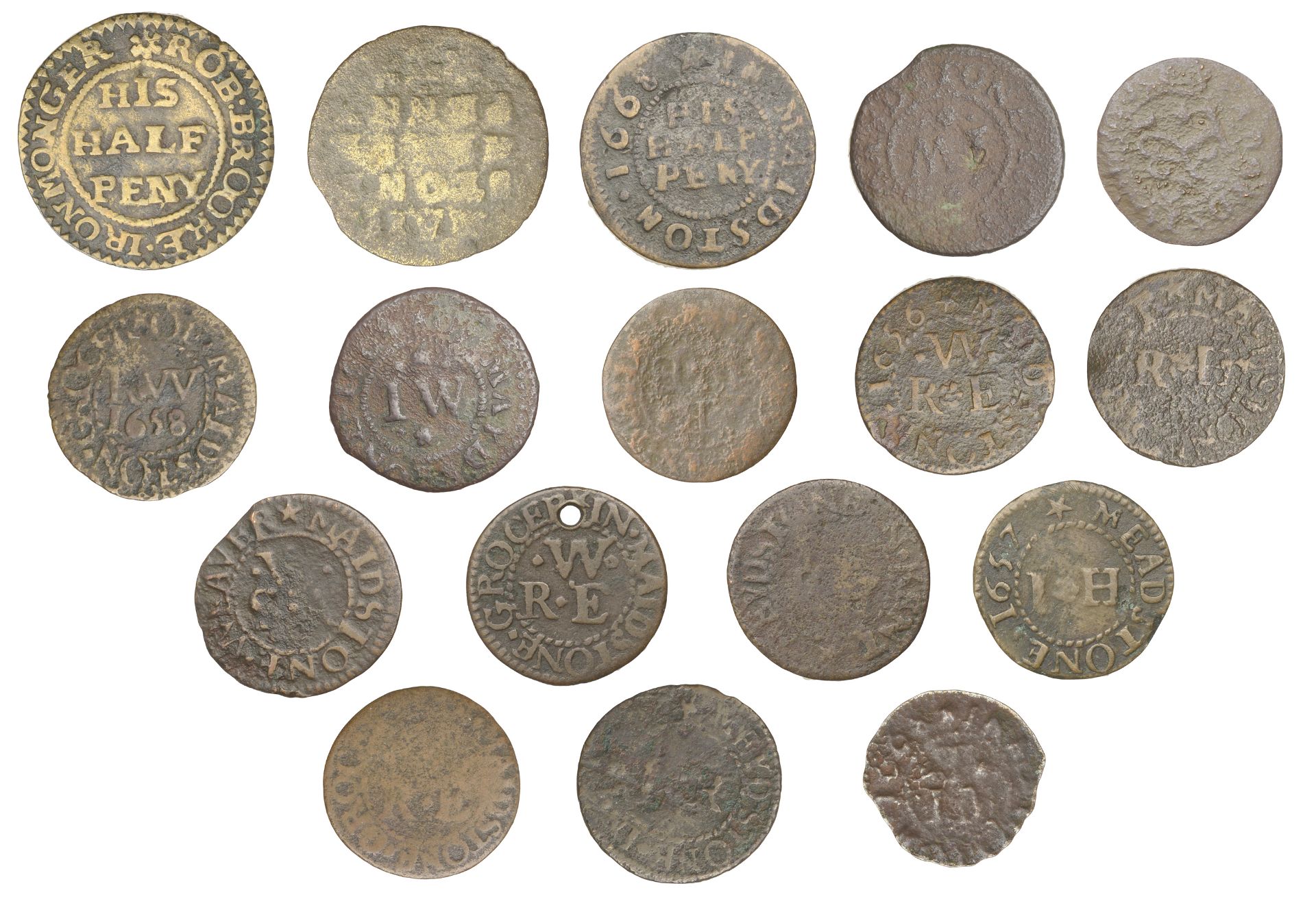 KENT, Maidstone, Thomas Bond, Farthing, 1666, 0.67g/12h (N 2627; BW. 380); Rob Brooke, Halfp... - Bild 2 aus 2