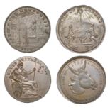 18th Century Tokens, LONDON, Thomas Spence series, mule Halfpence (2), heads of man and ass...
