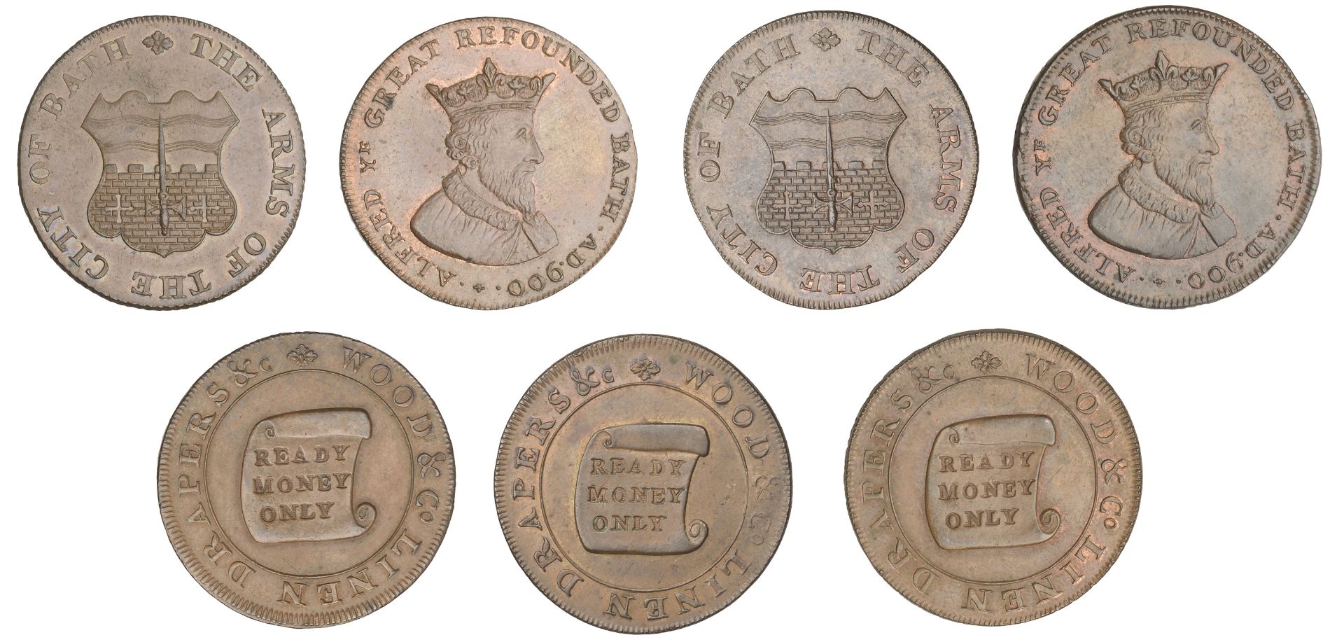 18th Century Tokens, SOMERSET, Bath, Payne & Turner, Halfpence (2), 9.73g/6h (DH 65), 11.27g... - Bild 2 aus 2