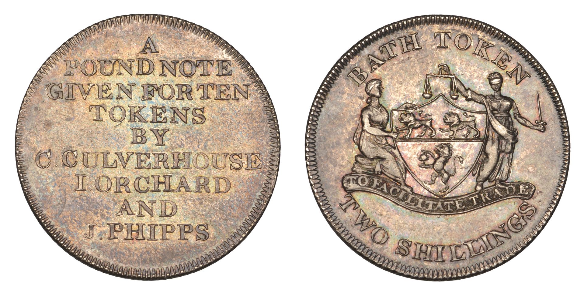 19th Century Tokens, SOMERSET, Bath, Charles Culverhouse, Isaac Orchard and James Phipps, Tw...