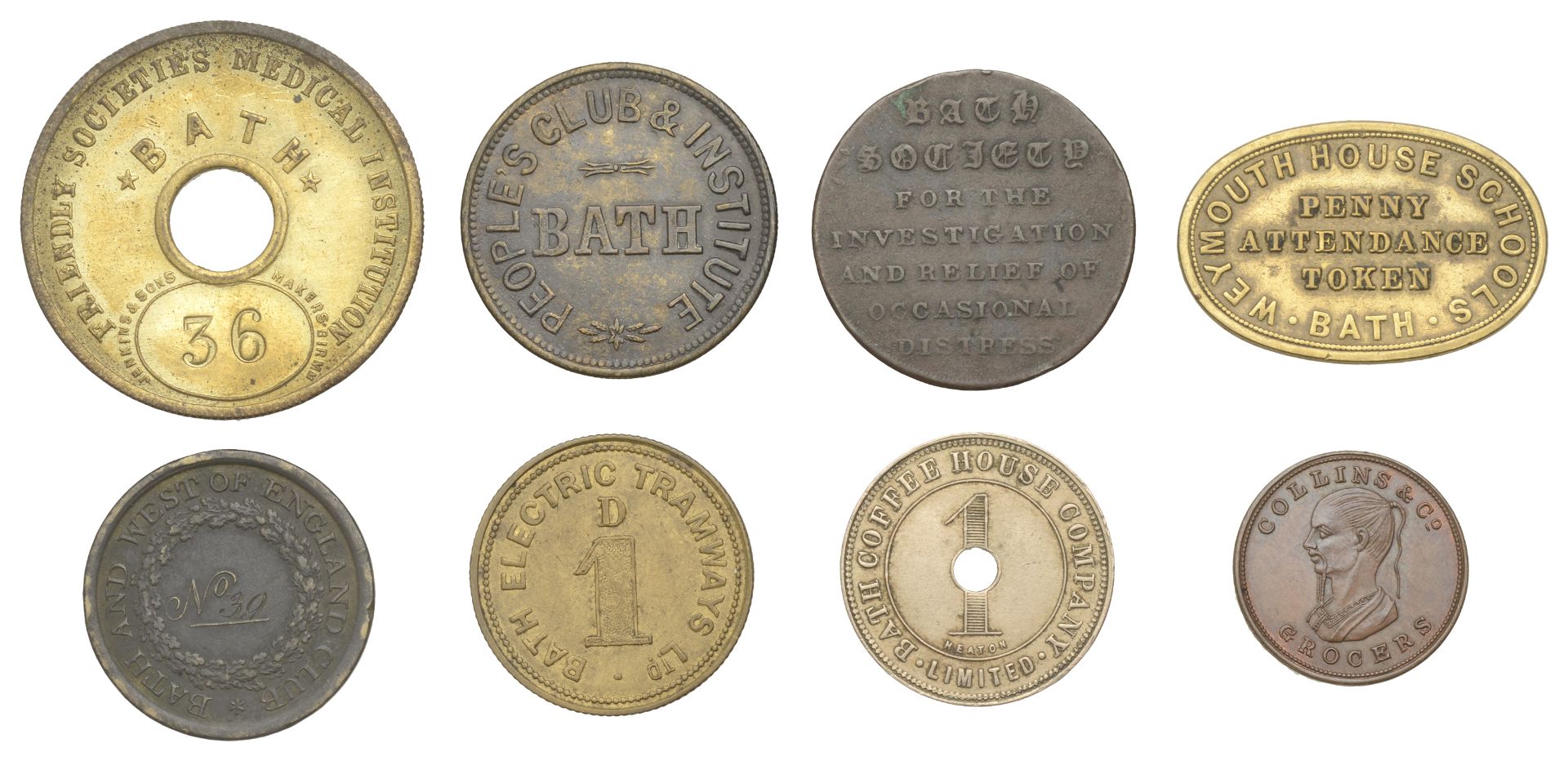 Miscellaneous Tokens and Checks, SOMERSET, Bath, Bath and West of England Club, brass Two Po...