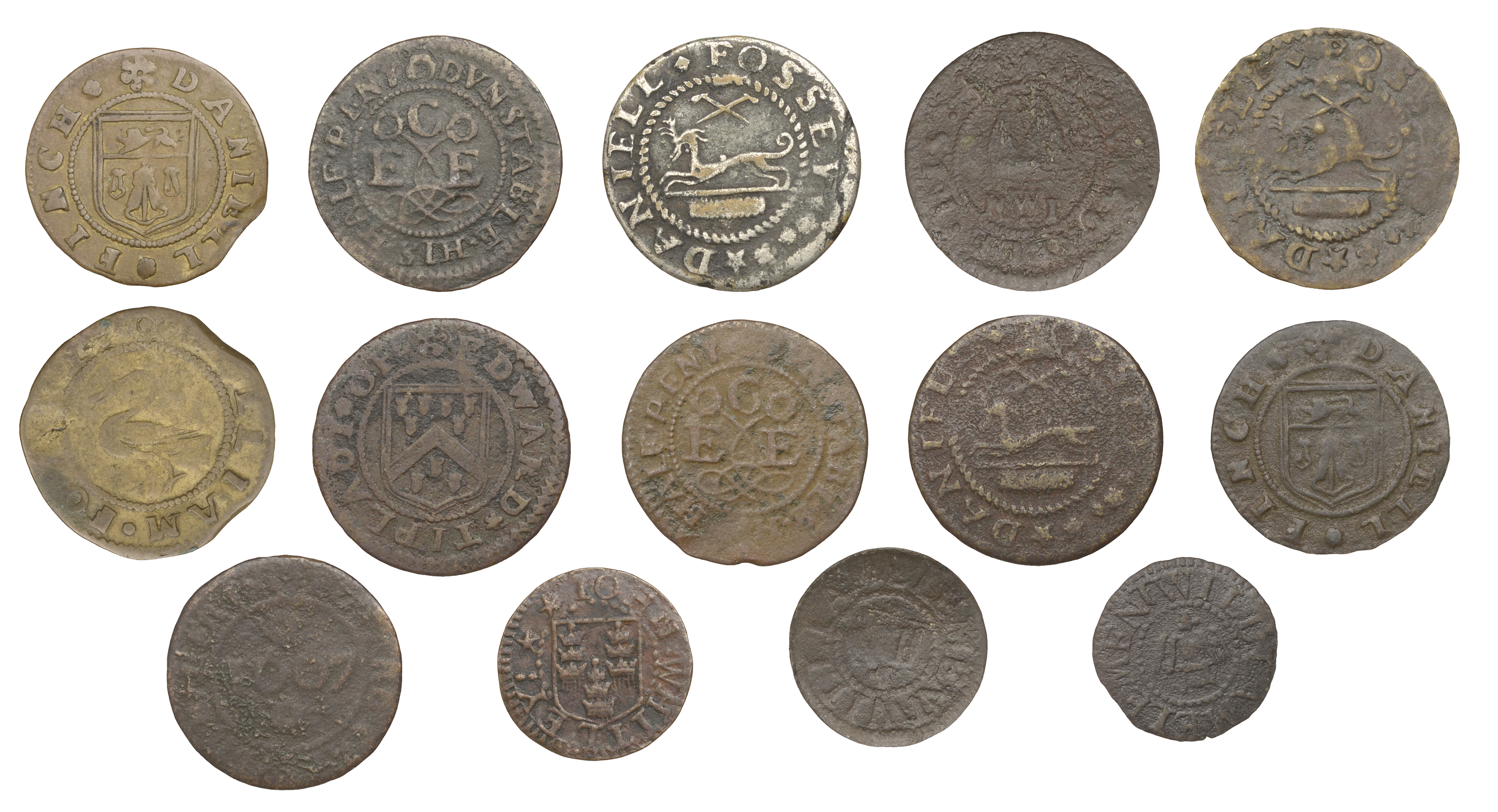 Dunstable, Edward Chester, Halfpence, 1667 (3), 2.13g/6h, 1.58g/6h, 1.37g/6h (all GO 36; N 2...