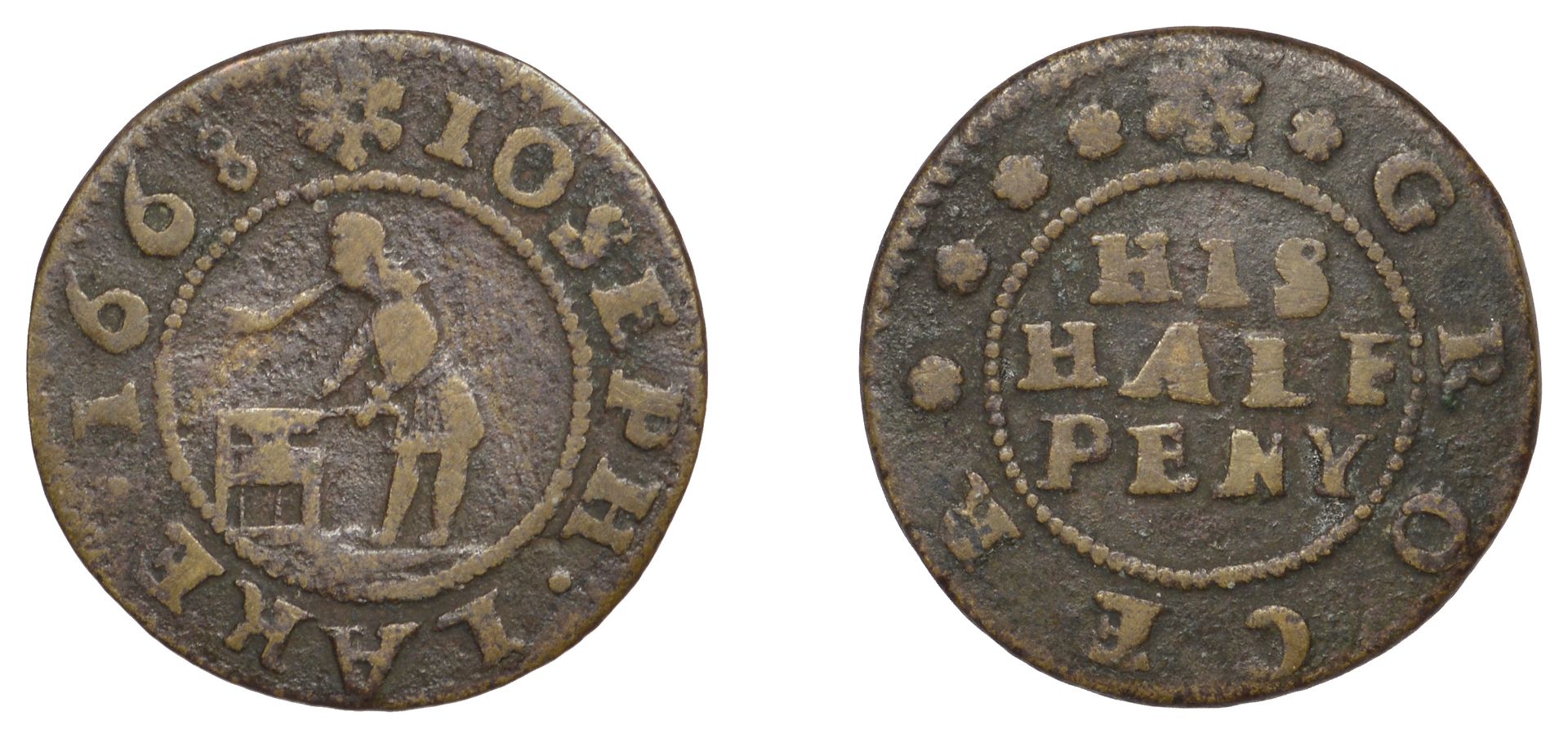 Cople, Joseph Lake, Halfpenny, 1668, 1.87g/12h (GO 31; N 9415; BW. 31). About fine, rare Â£4...