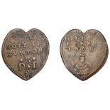 17th Century Tokens, STAFFORDSHIRE, Burton-upon-Trent, Daniell Bott, heart-shaped Halfpenny,...