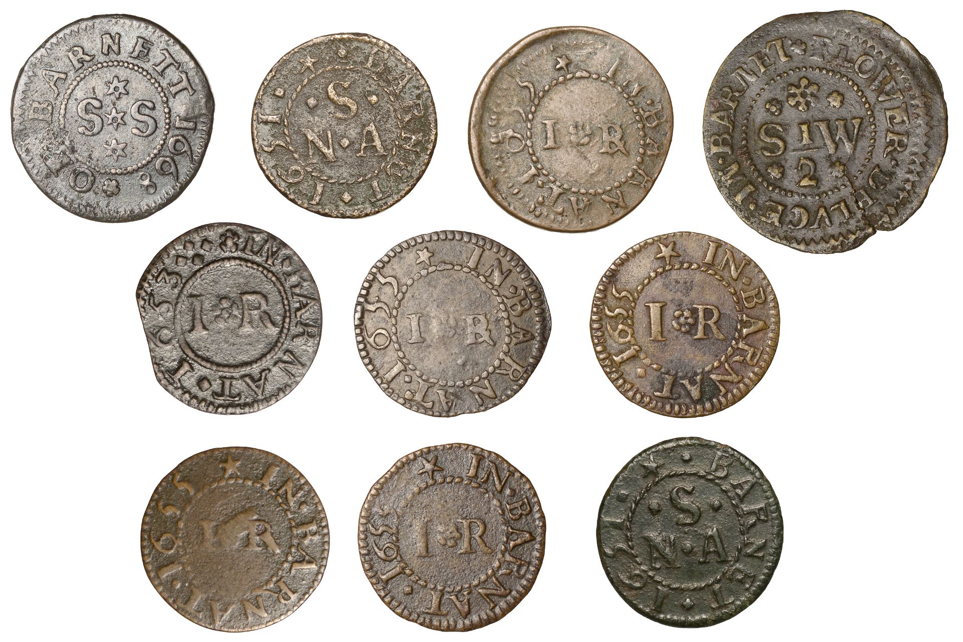 Barnet, John Rotherham, Farthings (6), 1655 (5), 0.95g/6h (N 2117; BW. 28), 1.13g/6h (N 2118... - Bild 2 aus 2