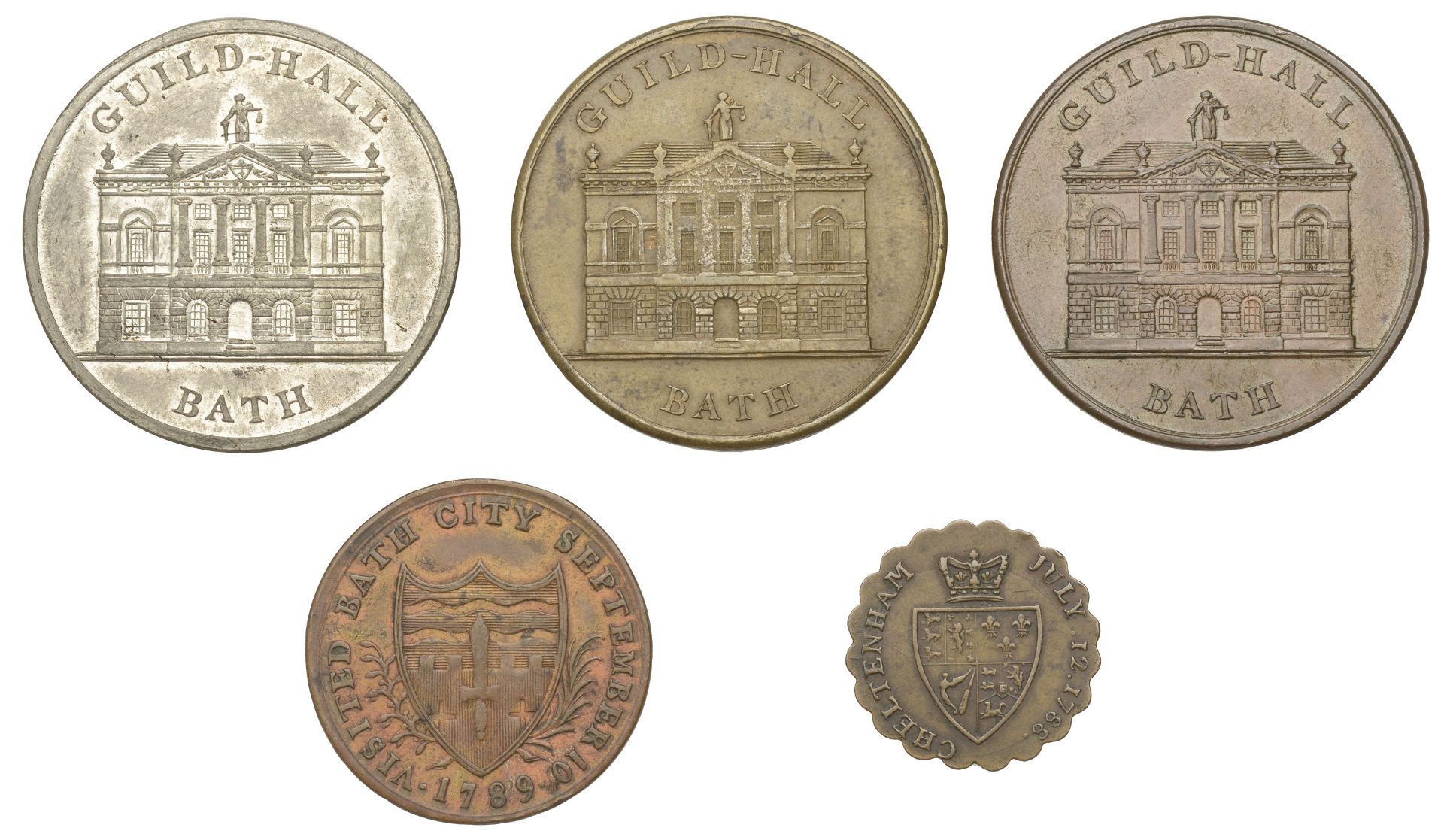 Historical Medals, Visit of George III to Cheltenham, 1789, a brass medalet by C. James, 22m... - Bild 2 aus 2