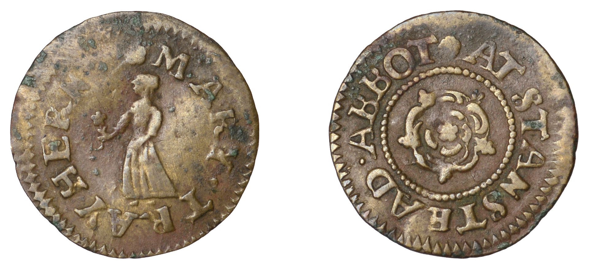 Stanstead Abbots, Mary Trayhern, Farthing, 0.54g/12h (N 2268; D 186C). Part weak, otherwise...