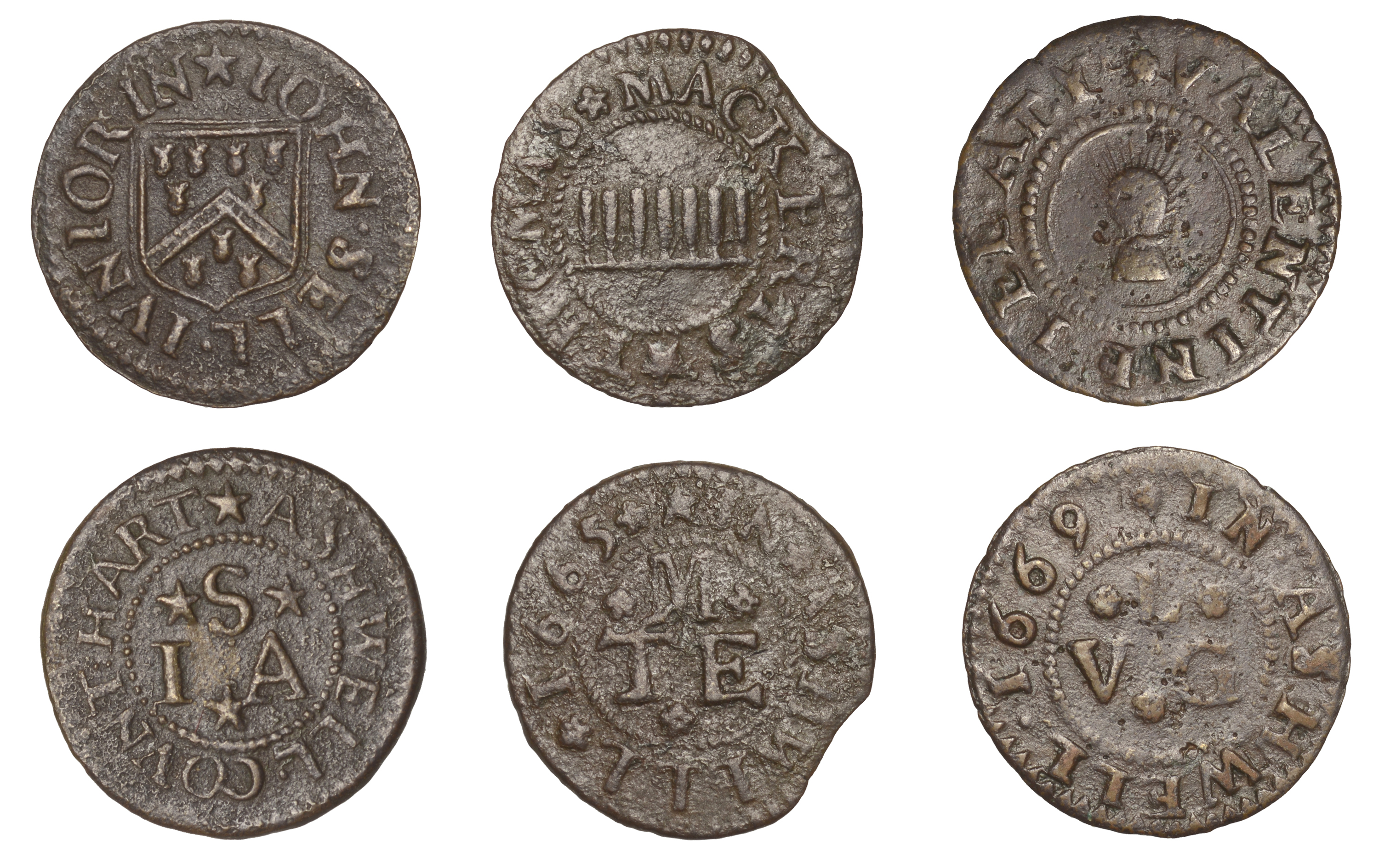 Ashwell, Valentine Lee, Farthing, 1669, 0.74g/12h (N 2091; BW. 1); Thomas Mackeris, Farthing...