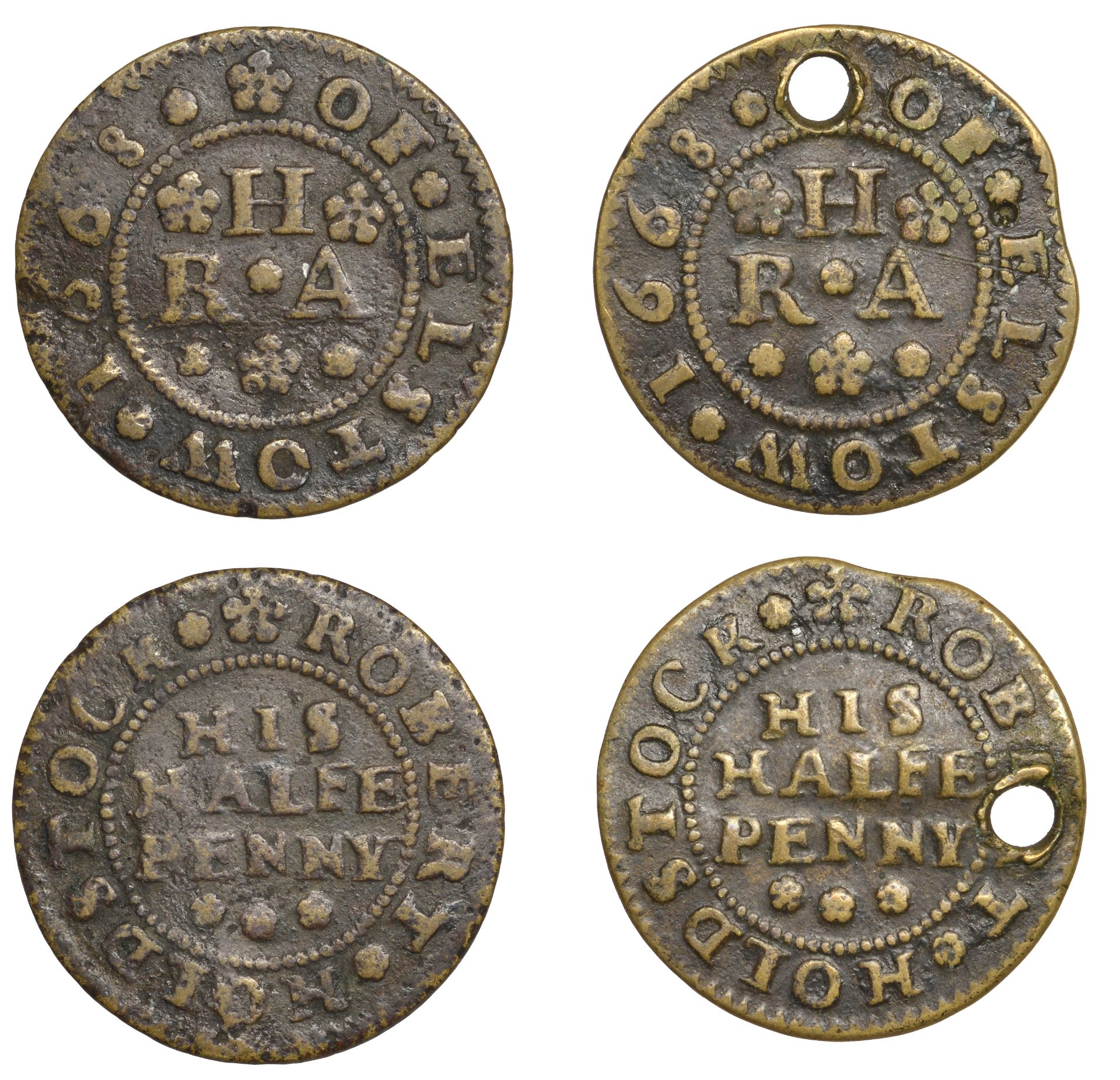 Elstow, Robert Holdstock, Halfpence, 1668 (2), 1.99g/9h, 1.86g/9h (both GO 45; N â€“; BW. 45)...