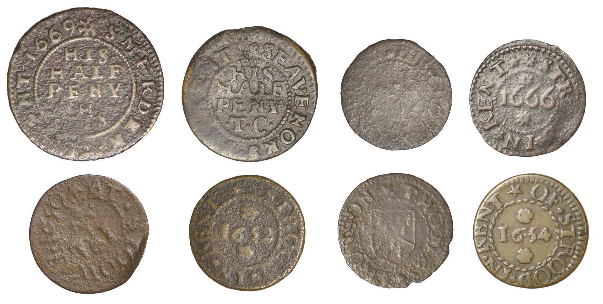 KENT, Sevenoaks, Thomas Green, Halfpenny, 1668, 1.36g/3h (N 2738; BW. 515); Sittingbourne, J... - Bild 2 aus 2
