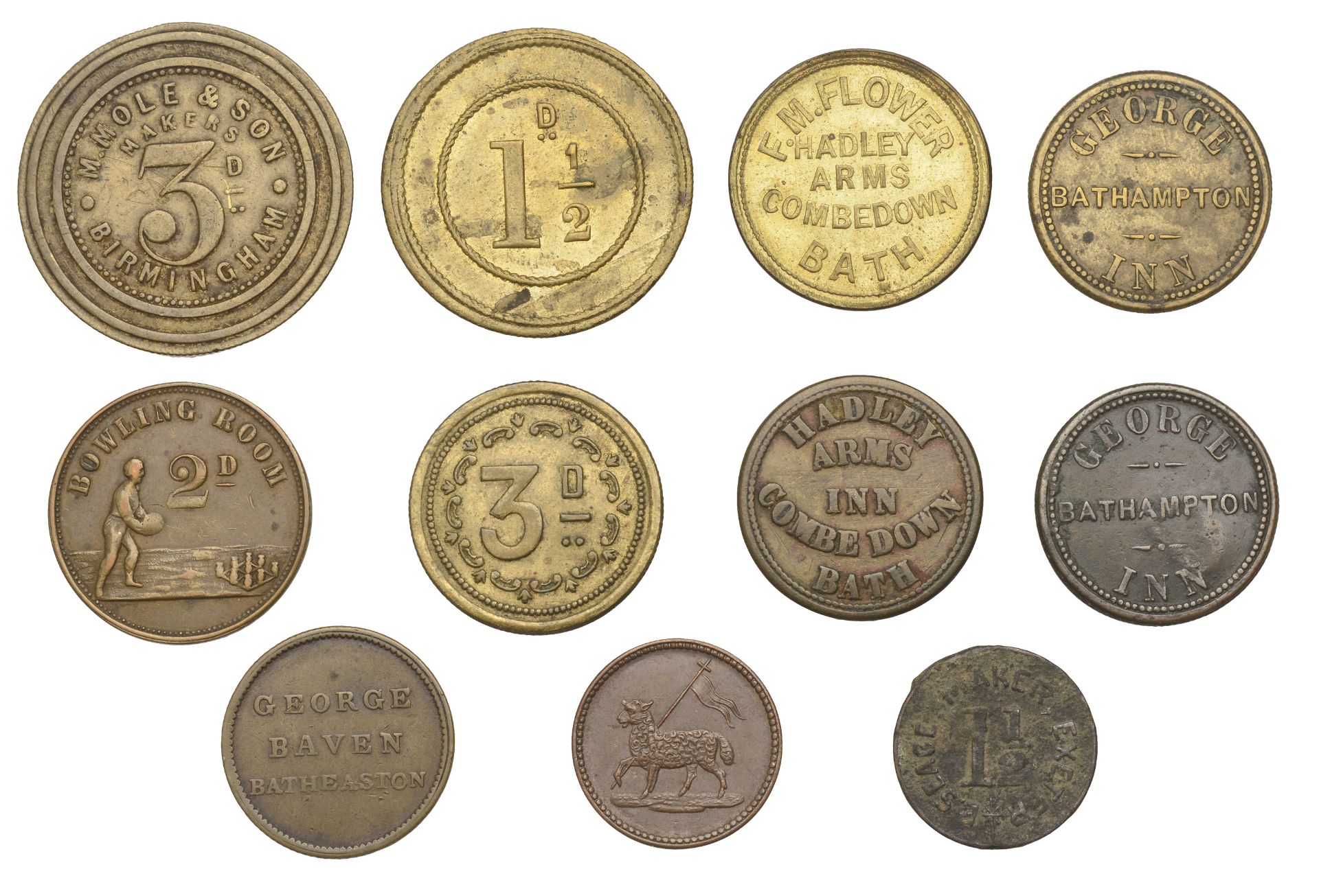 Miscellaneous Tokens and Checks, SOMERSET, Bathampton, George Inn, brass (2), both 23mm, sec...