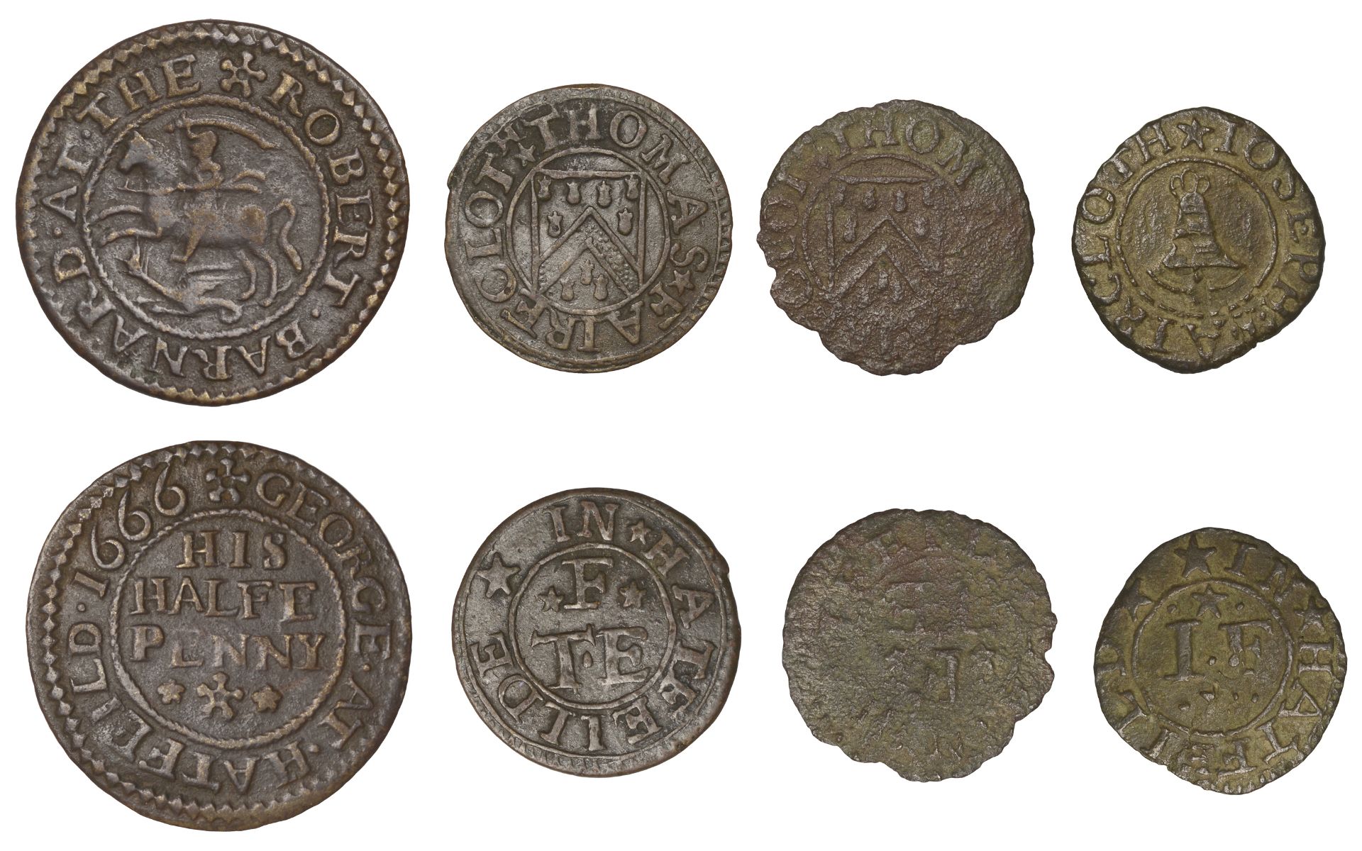 Hatfield, Robert Barnard, Halfpenny, 1666, 2.23g/12h (N 2186; BW. 85); Joseph Faircloth, Far...