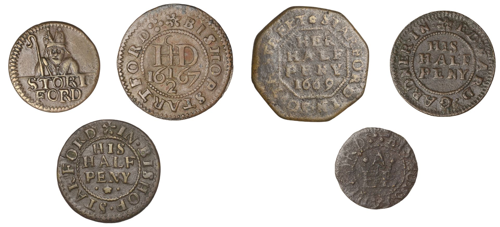 Bishop's Stortford, Edward Aynsworth, Farthing, 0.53g/12h (N 2147; BW. 41), Halfpenny, 1.98g... - Bild 2 aus 2