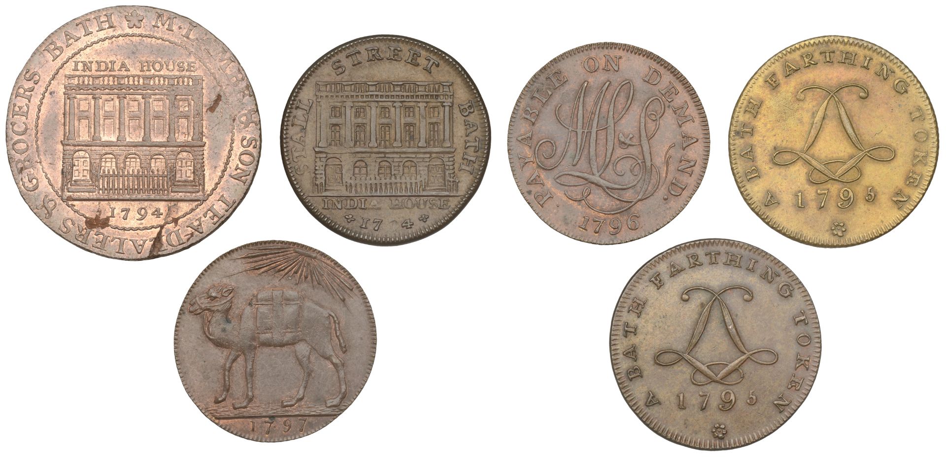 18th Century Tokens, SOMERSET, Bath, Mary Lambe & Son, Farthings (3), 1794, 4.49g/6h (DH 111... - Image 2 of 2