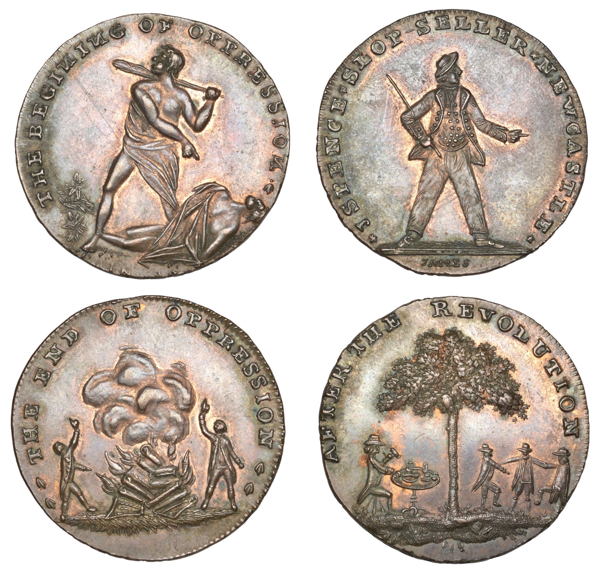 18th Century Tokens, LONDON, Thomas Spence series, mule Halfpenny, Cain slaying Abel, rev. t...