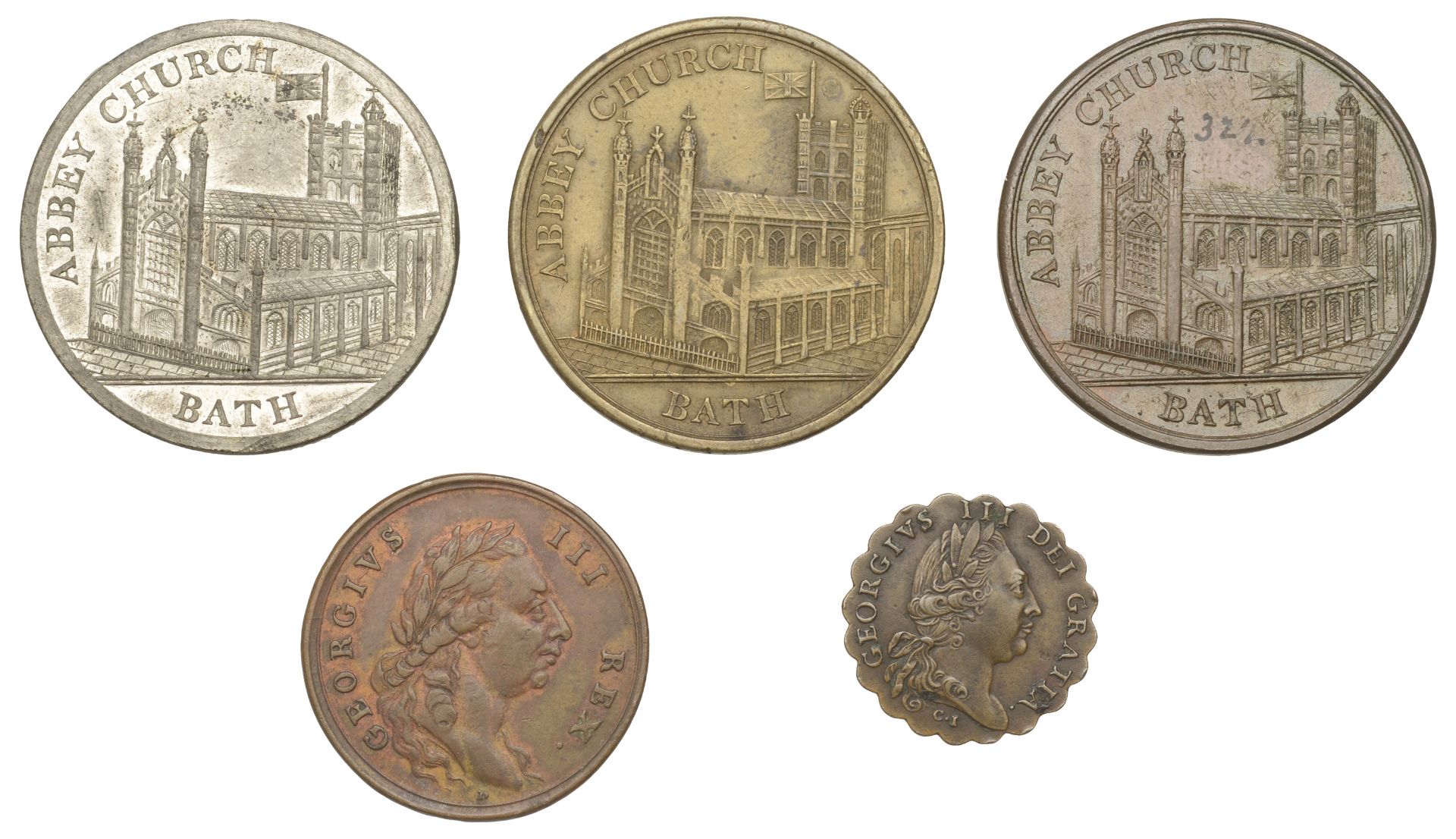 Historical Medals, Visit of George III to Cheltenham, 1789, a brass medalet by C. James, 22m...