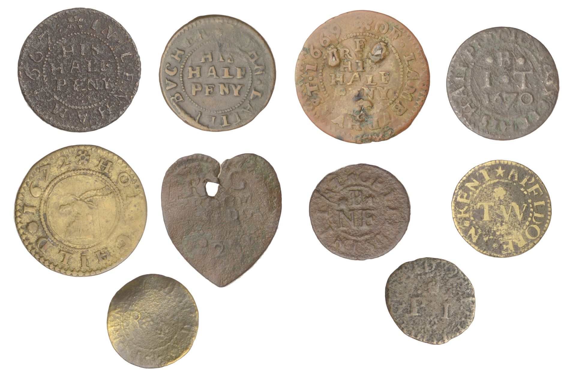 KENT, Groombridge, Rico Constable, heart-shaped Halfpenny, 1668, 1.06g/12h (N 2607; BW. 344)... - Bild 2 aus 2