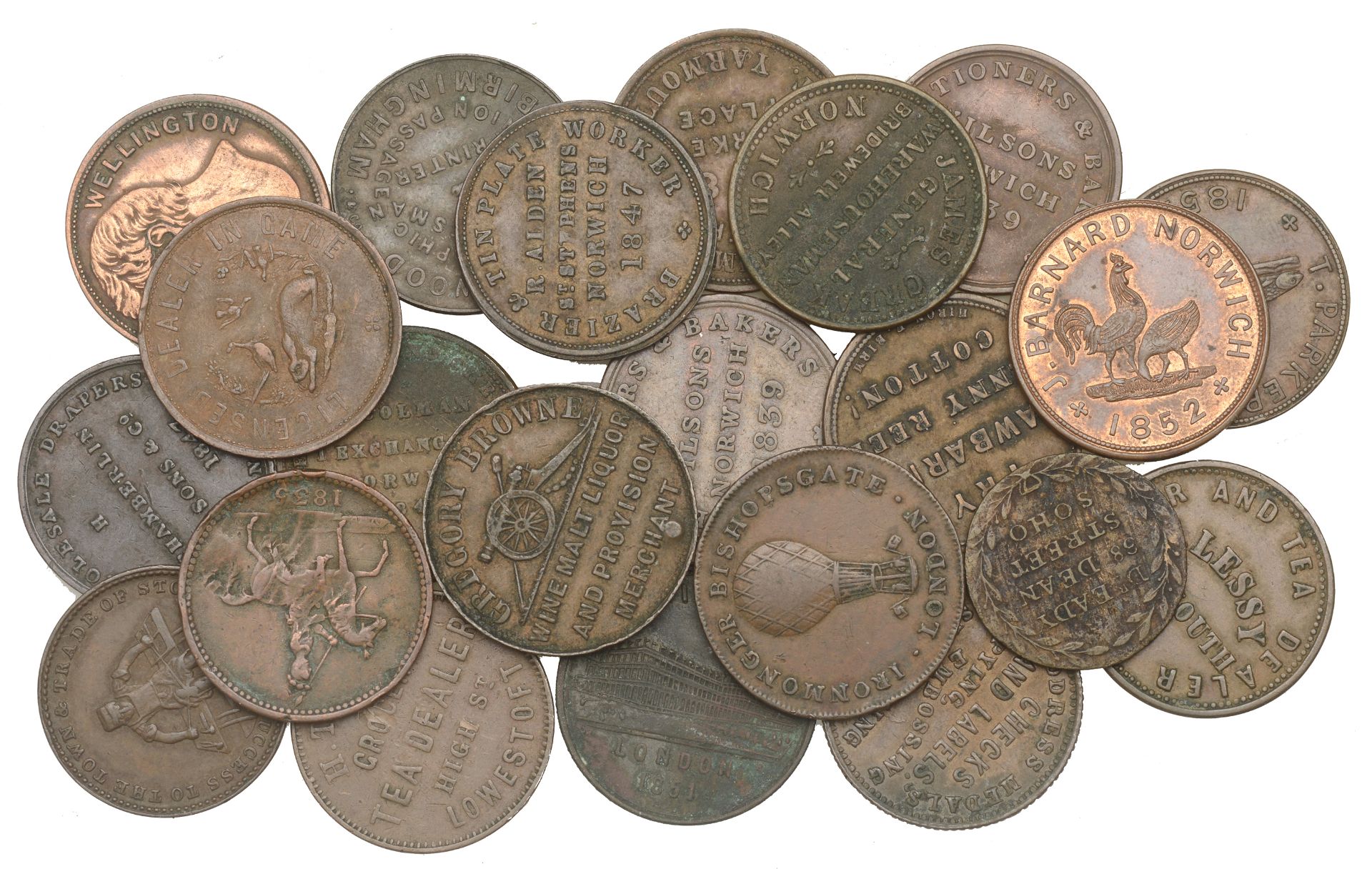 Miscellaneous Tokens and Checks, KENT, Woolwich, Gregory Browne (W 5155); LONDON, Bishopsgat...