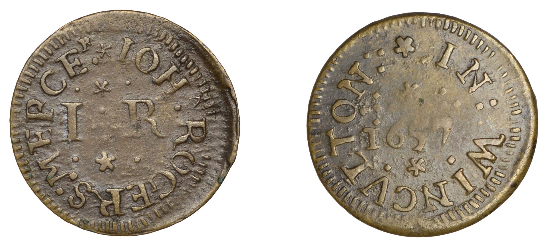 17th Century Tokens, SOMERSET, Wincanton, John Rogers, Farthing, 1657, 1.12g/6h (DY â€“; N â€“;...