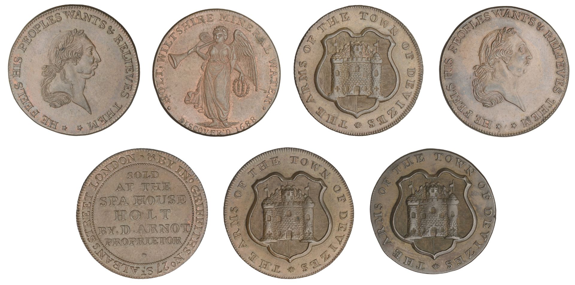 18th Century Tokens, WILTSHIRE, Devizes, John Baster, Halfpence, 1796 (3), 9.37g/6h (DH 2a),... - Bild 2 aus 2
