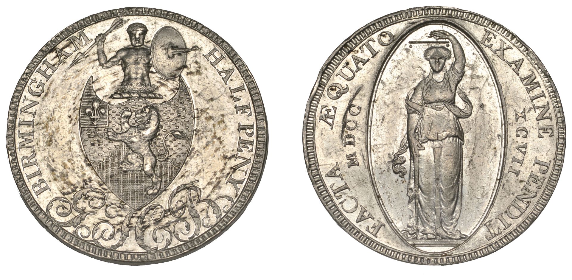 18th Century Tokens, WARWICKSHIRE, Birmingham, George Hollington Barker, Halfpenny, 1797, in...