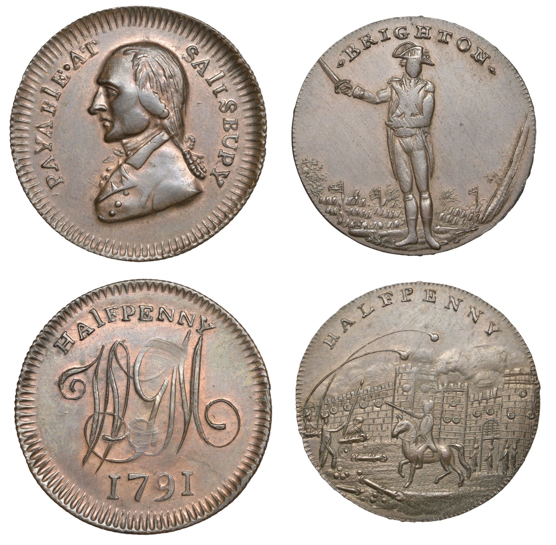 18th Century Tokens, SUSSEX, Brighton, Benjamin Deverell [of Fleet Market, London], Skidmore...