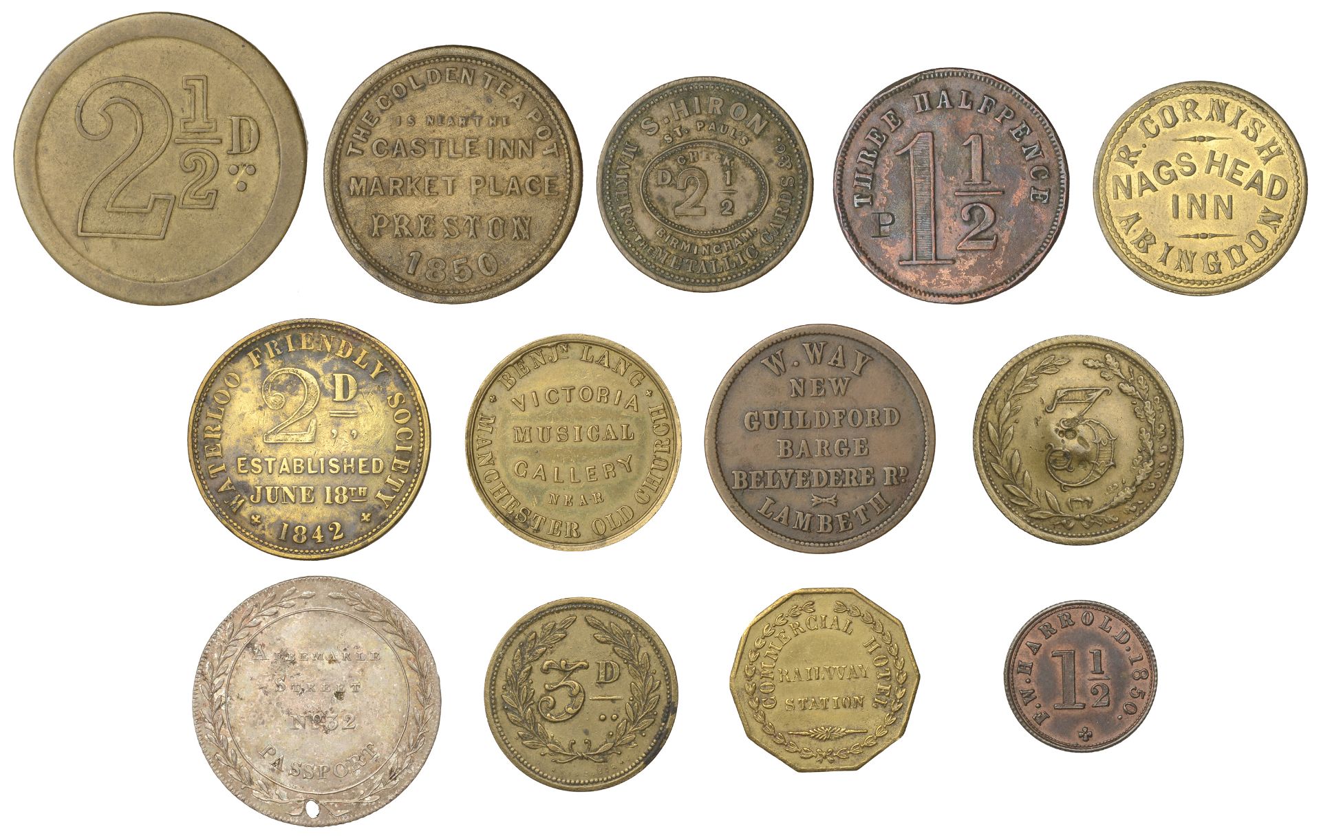 Miscellaneous Tokens and Checks, BERKSHIRE, Abingdon, Nags Head Inn, R[obert] Cornish, brass... - Image 2 of 2