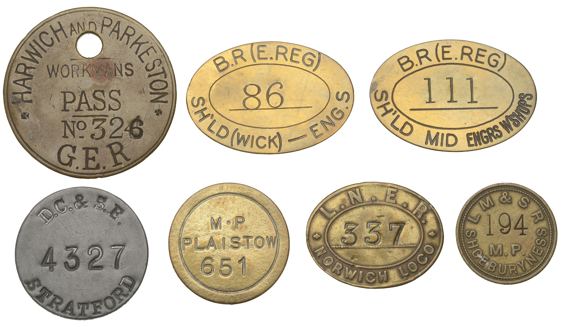 Miscellaneous Tokens and Checks, ESSEX, Plaistow, M[otive] P[ower], uniface brass, 38mm, sta...