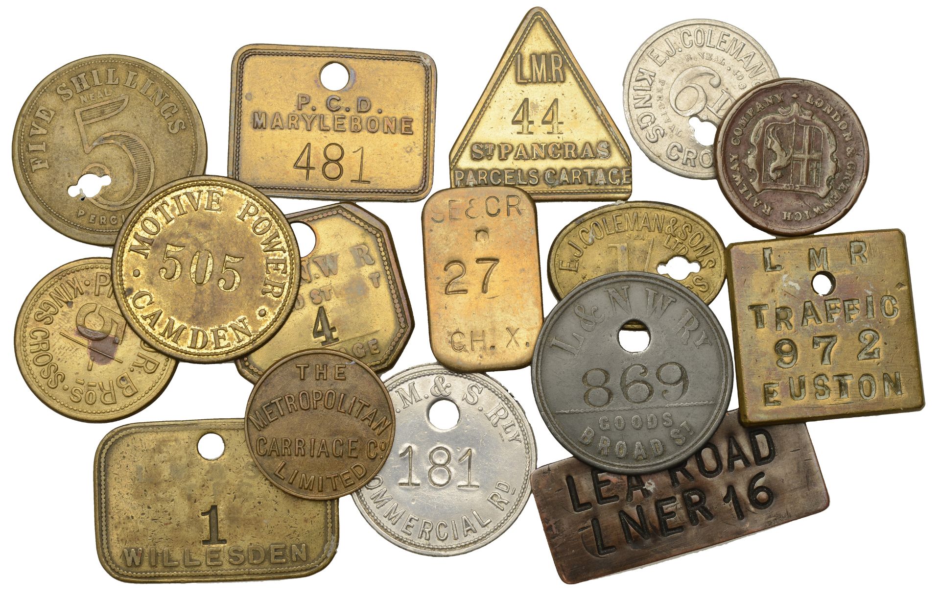 Miscellaneous Tokens and Checks, LONDON, Broad Street, L[ondon] & N[orth] W[estern] R[ailwa]...