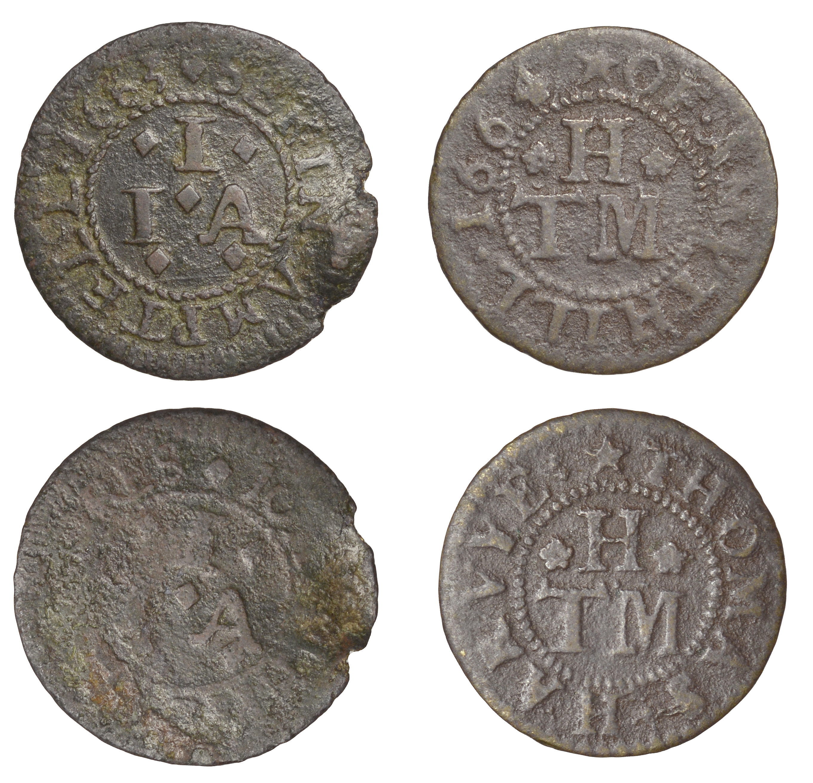 Ampthill, Thomas Harvye, Farthing, 1664, 0.91g/3h (GO 1A; N 1; D 1); John Impie, Farthing, 1...