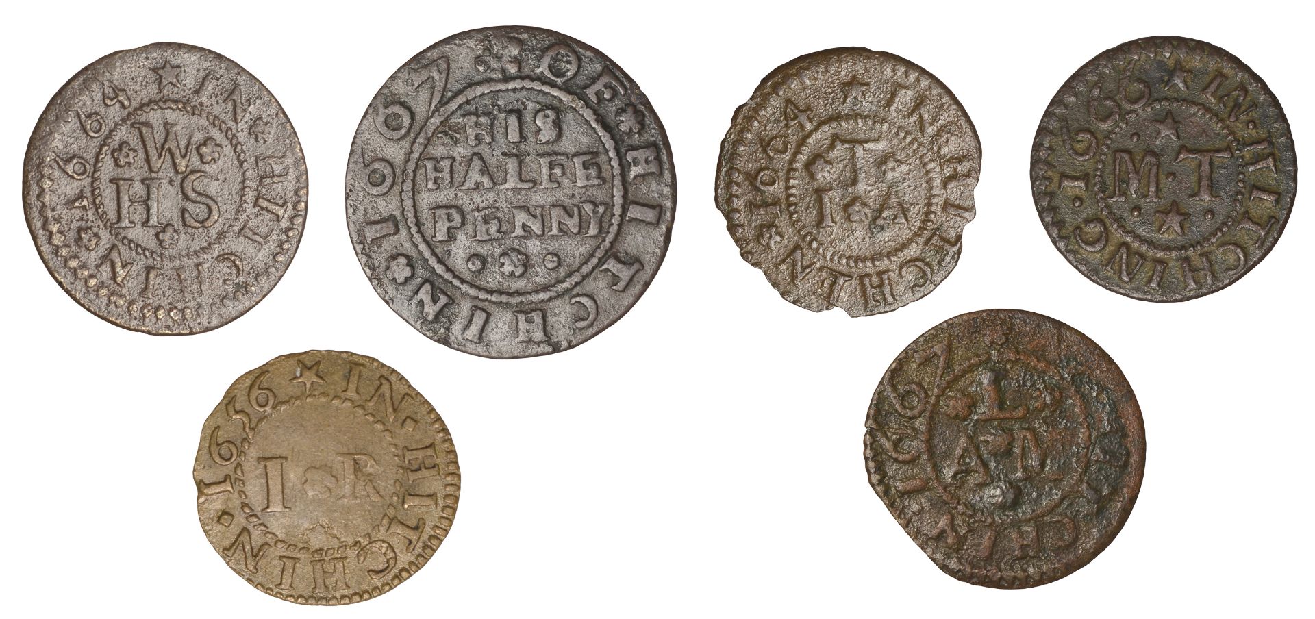 Hitchin, Andrew Langly, Farthing, 1667, 0.72g/12h (N 2217; BW. 120); Isaac Royse, Farthing,... - Bild 2 aus 2