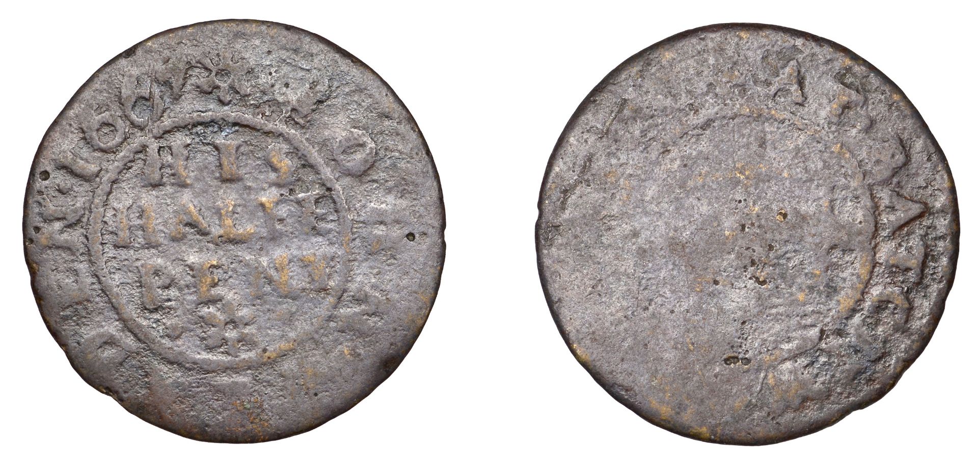 Batchworth Bridge, John Weaden, Halfpenny, 1667, 1.81g/12h (N â€“; D 34A). Mediocre, very rare...