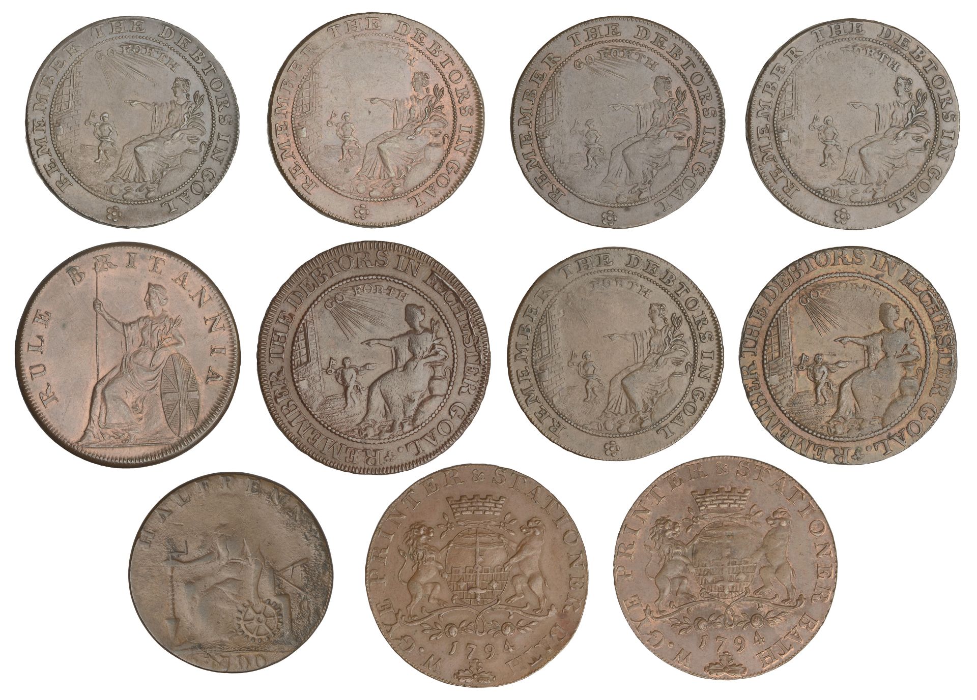 18th Century Tokens, SOMERSET, Bath, William Gye, Halfpence, 1794 (2), 9.61g/6h (DH 33), 9.5... - Image 2 of 2