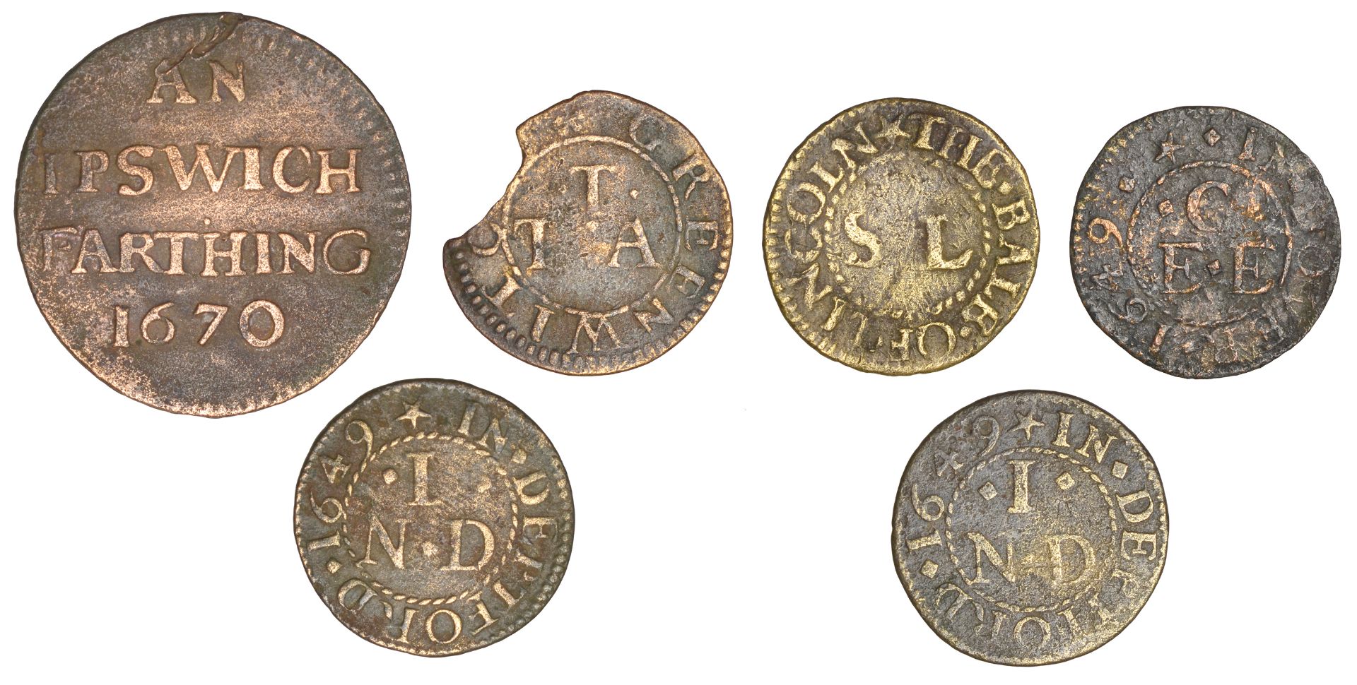 17th Century Tokens, KENT, Deptford, N.D.L. at the kings head, Farthings, 1649 (2), 0.85g/6h... - Bild 2 aus 2