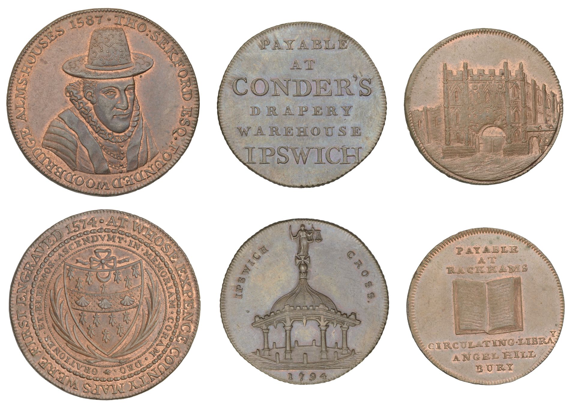 18th Century Tokens, SUFFOLK, Bury St Edmunds, John Rackham and Richard Leatherdale [of Harl...