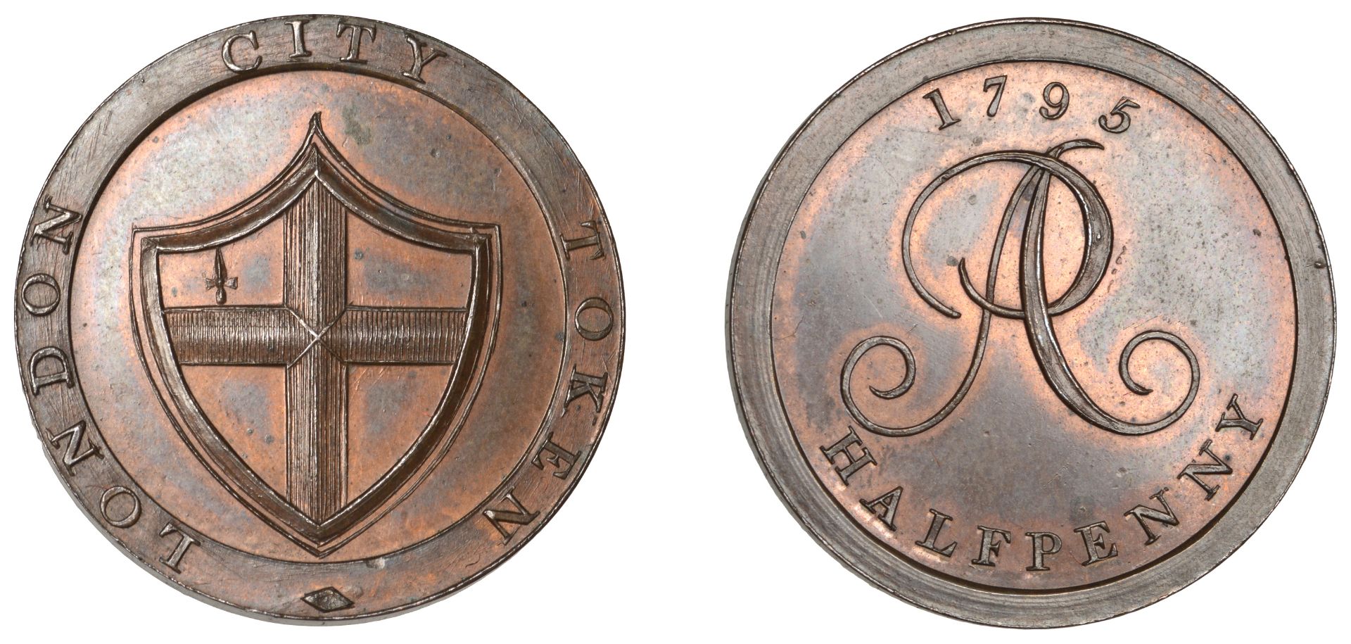 18th Century Tokens, LONDON, Uncertain locality, Peter Anderson, Jorden's Halfpenny, 1795, C...