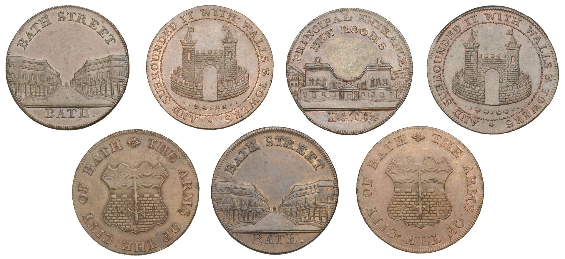 18th Century Tokens, SOMERSET, Bath, Payne & Turner, Halfpence (2), 9.73g/6h (DH 65), 11.27g...