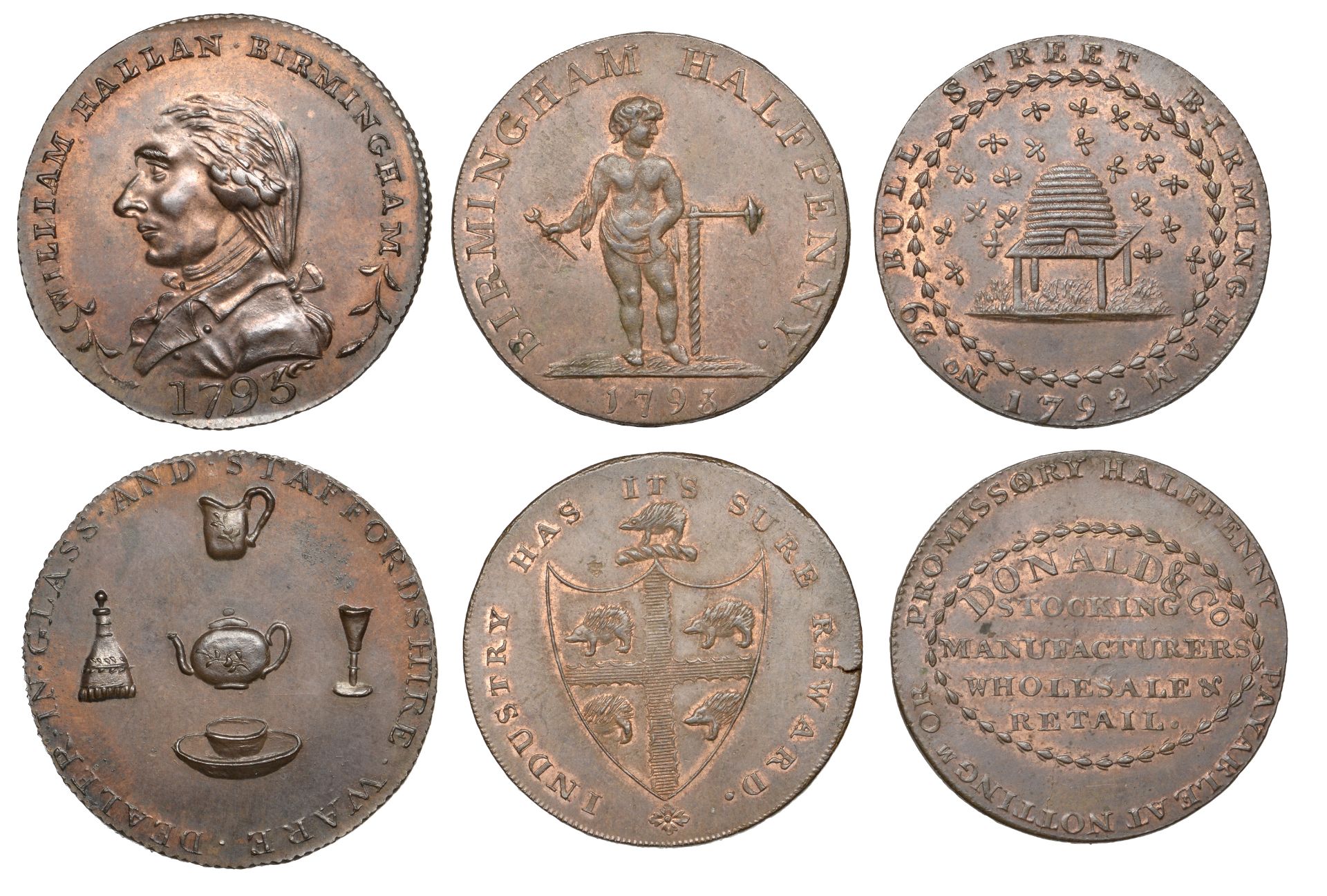 18th Century Tokens, WARWICKSHIRE, Birmingham, Donald & Co, Halfpenny, 1792, 11.45g/12h (DH...