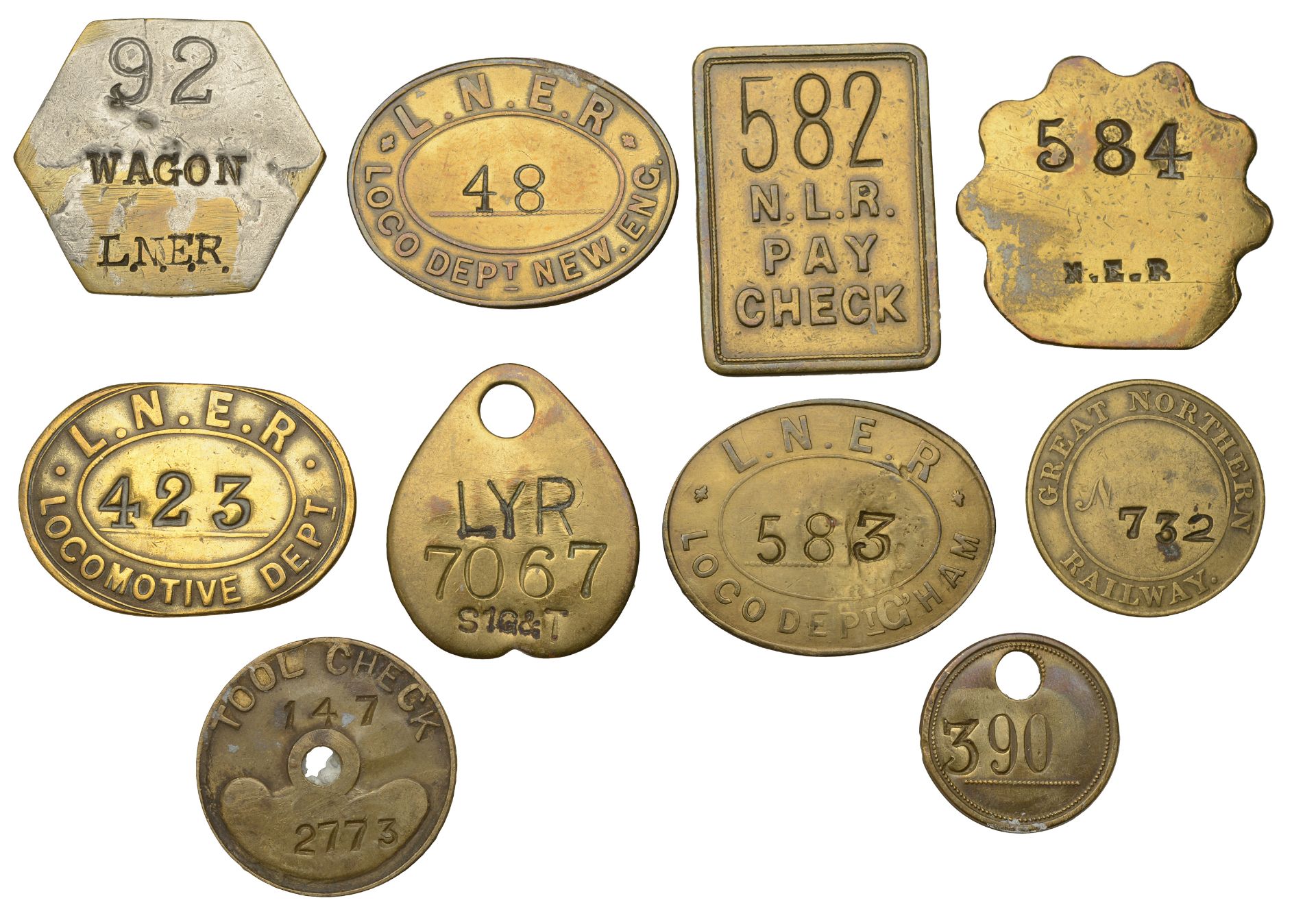 Miscellaneous Tokens and Checks, Great Northern Railway, London & North Eastern Railway, Lan...